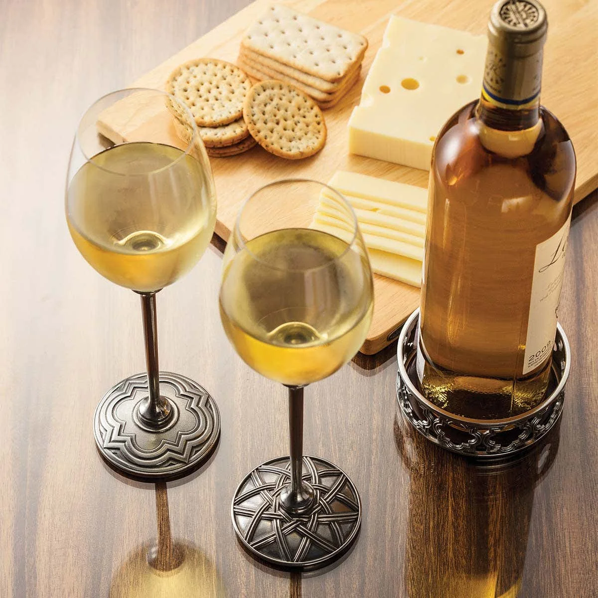 Wicker White Wine Glass Pair